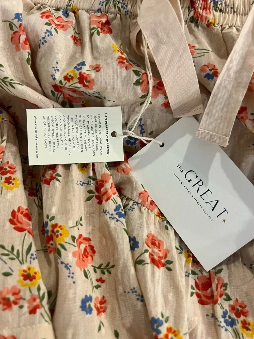 THE GREAT. THE PASTORAL SKIRT - PINK ROSE PRINT Sz 3 NWT